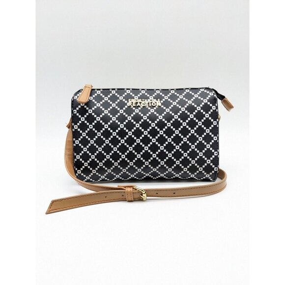 KENNETH COLE REACTION faux-leather women's crossbody bag - BLACK/WHITE - Picture 1 of 9